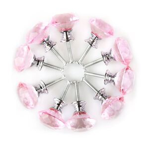 Diamond Shape 1.18" Cabinet Drawer Knob Pull Handle with Screw 10pcs Pink
